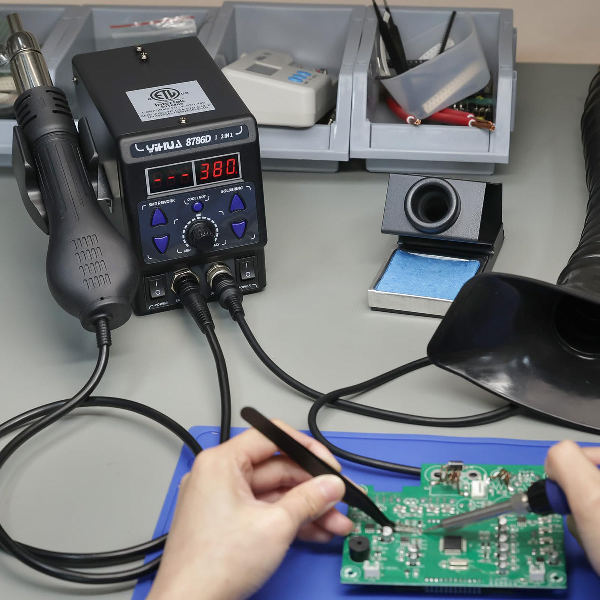 YIHUA 8786D Dual System Soldering and Hot Air Rework Station image 9
