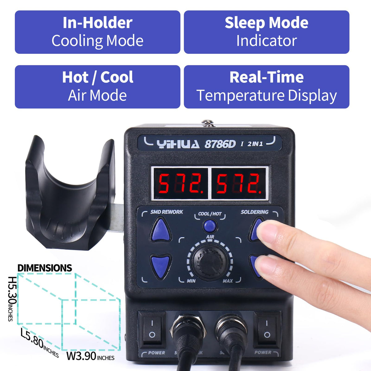 yihua 8786d dual system soldering and hot air rework station side prof