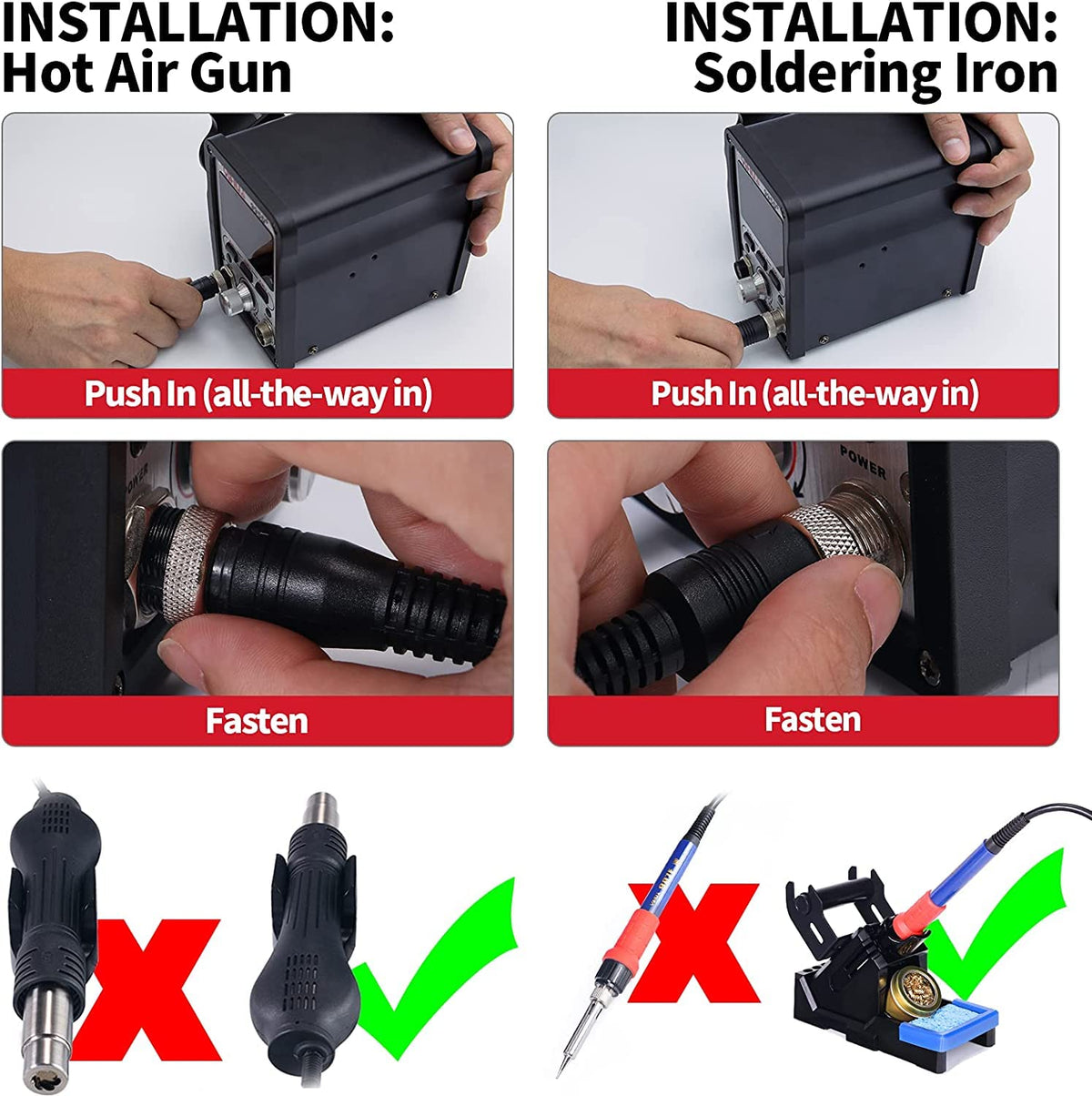 YIHUA 995D+ 2 in 1 Hot Air Rework and Soldering Iron Station image 6