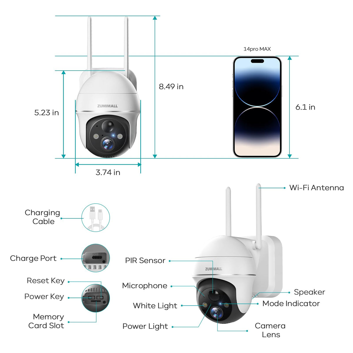 zumimall 2k security camera clip and build detail | Smaronics